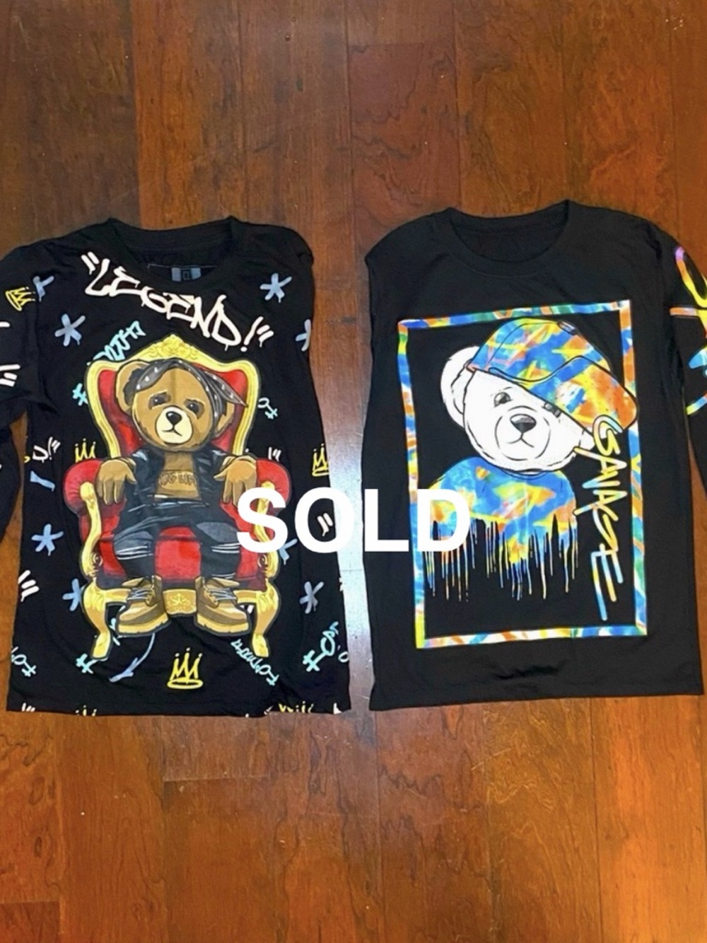 SOLD Bailey Apparel Hustle Bear Long-sleeve Tee Shirts Set of 2! Boys Sz M